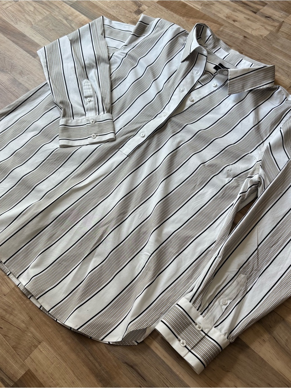 Talbots Striped Tunic Blouse Women's size XL Partial Button Front Long Sleeve - Picture 1 of 7